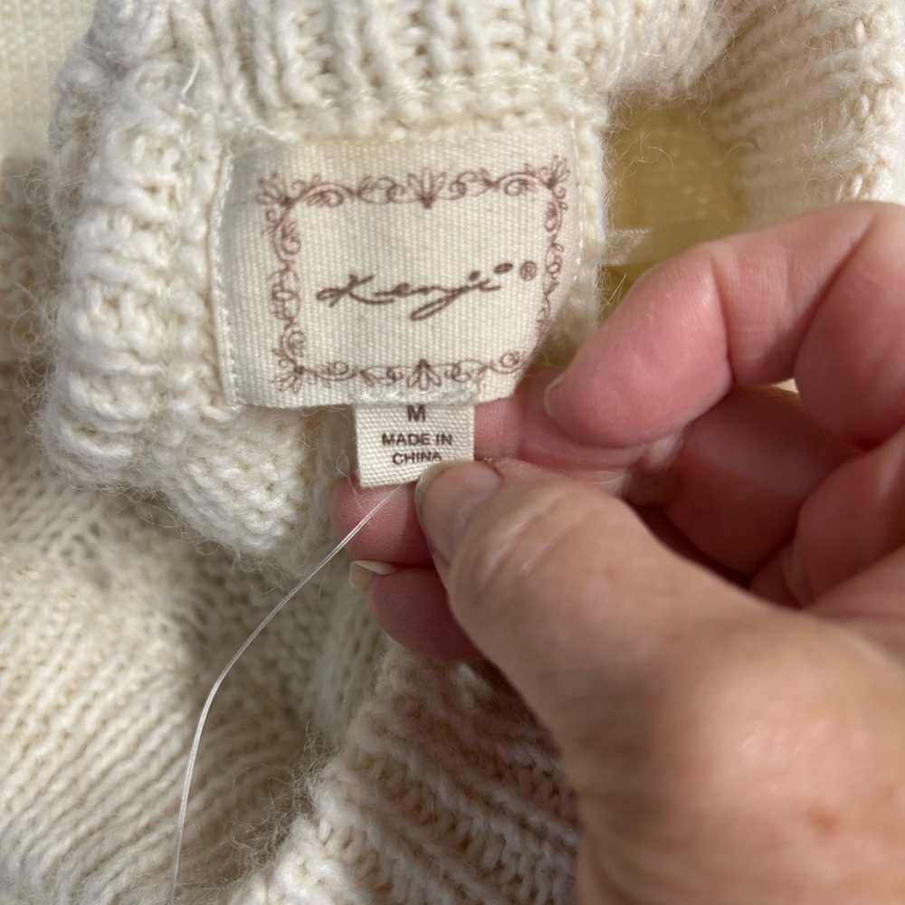 Anthropology Sleeveless Cable Knit Dress with Pocket Details - Cream - Picture 4 of 7